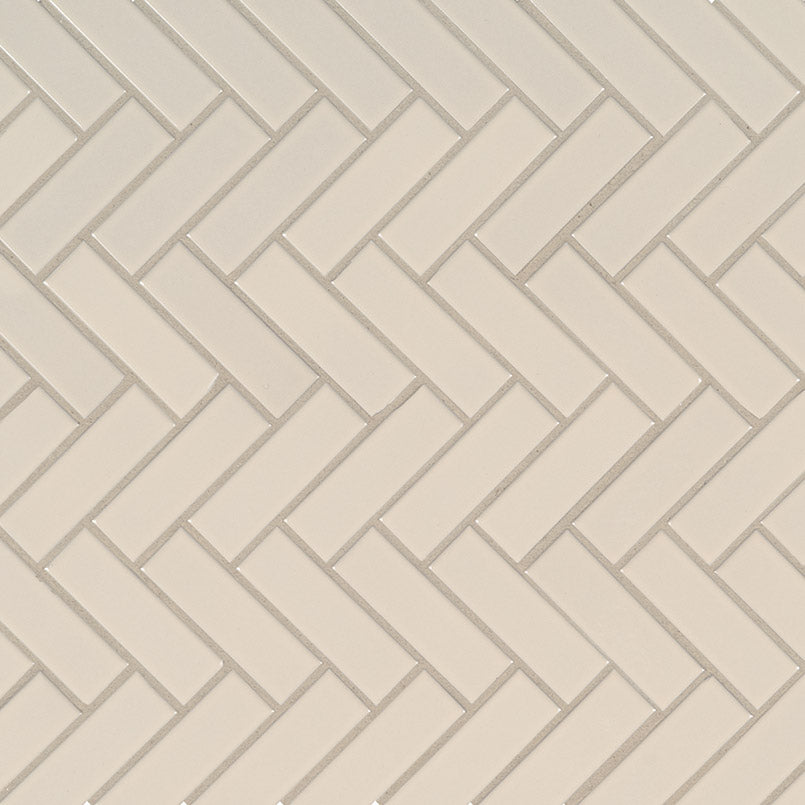 Almond Glossy Herringbone Mosaic