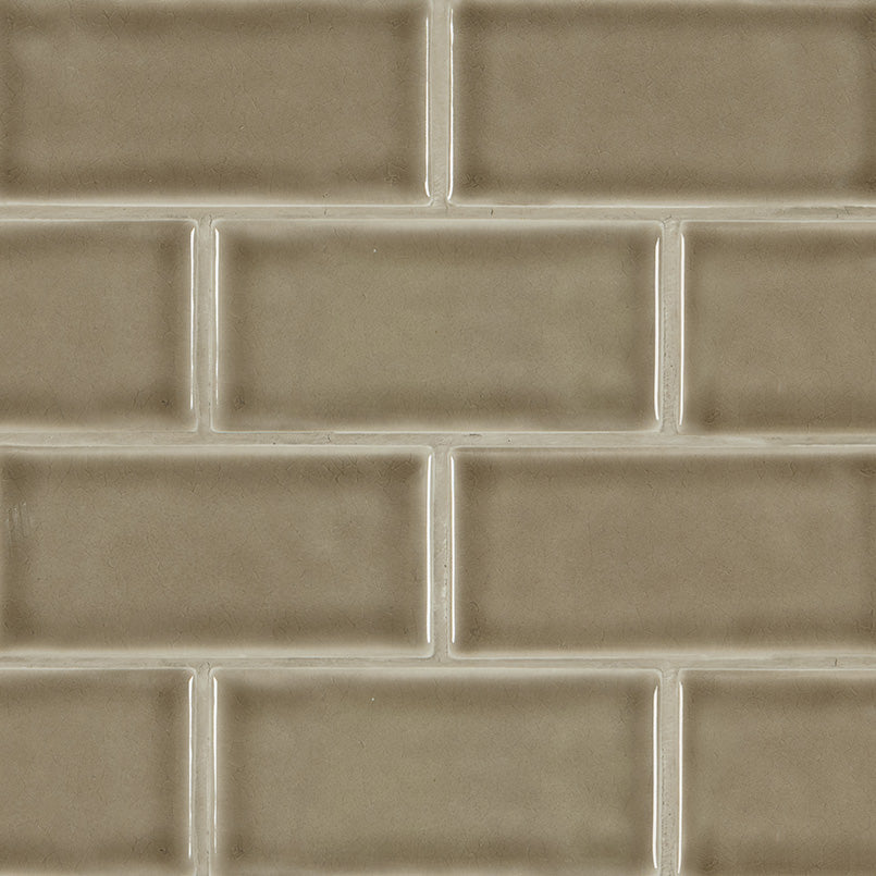 Artisan Taupe Glazed Handcrafted 3x6