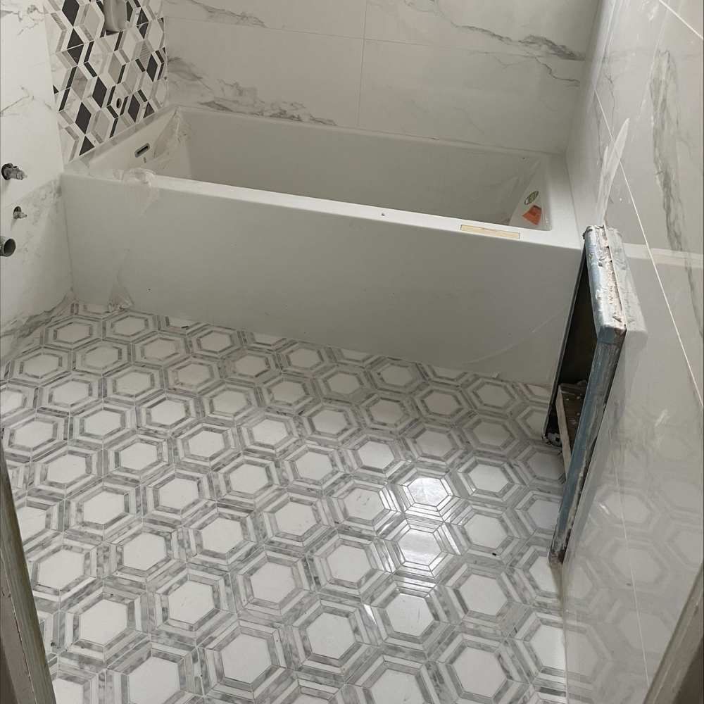 Large Hex 6"x6" Carrara And Thassos White Marble Polished Mosaic