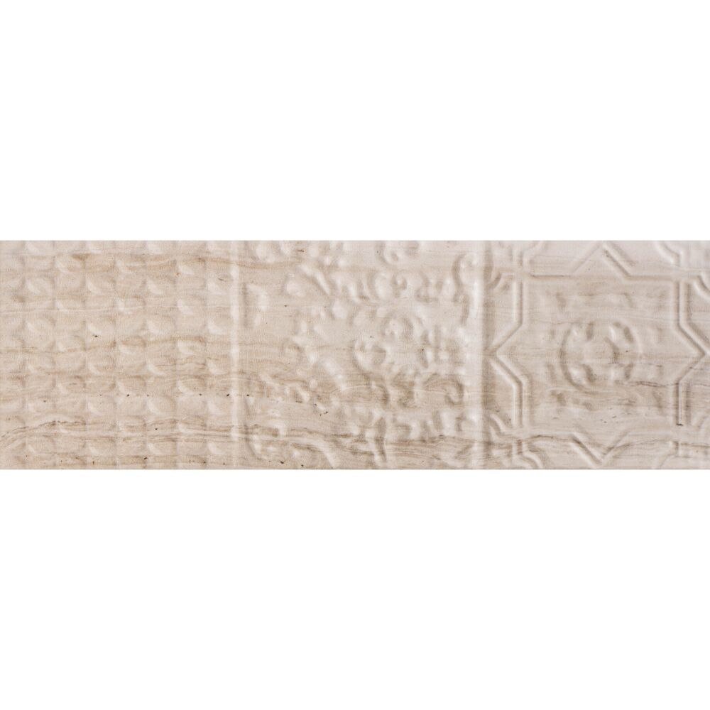 Genesis 4"x12" Crema Ceramic Glossy Relief Tile