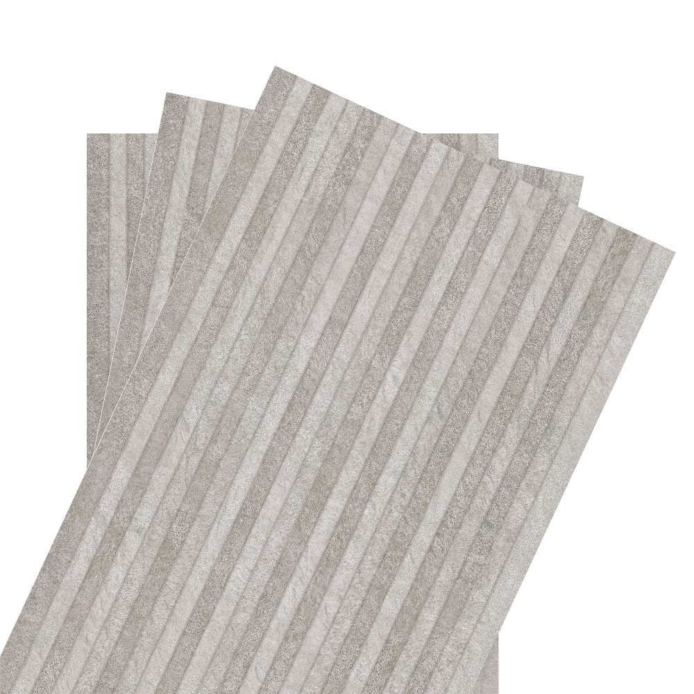 Materia 12"x40" Gris Relief Ceramic Matte Tile