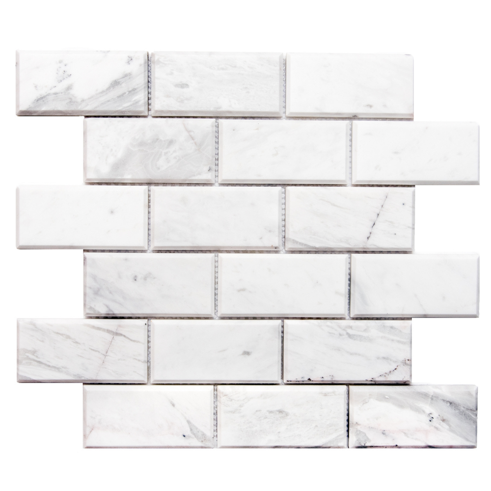 Beveled 2"x4" Volakas Marble Polished Mosaic