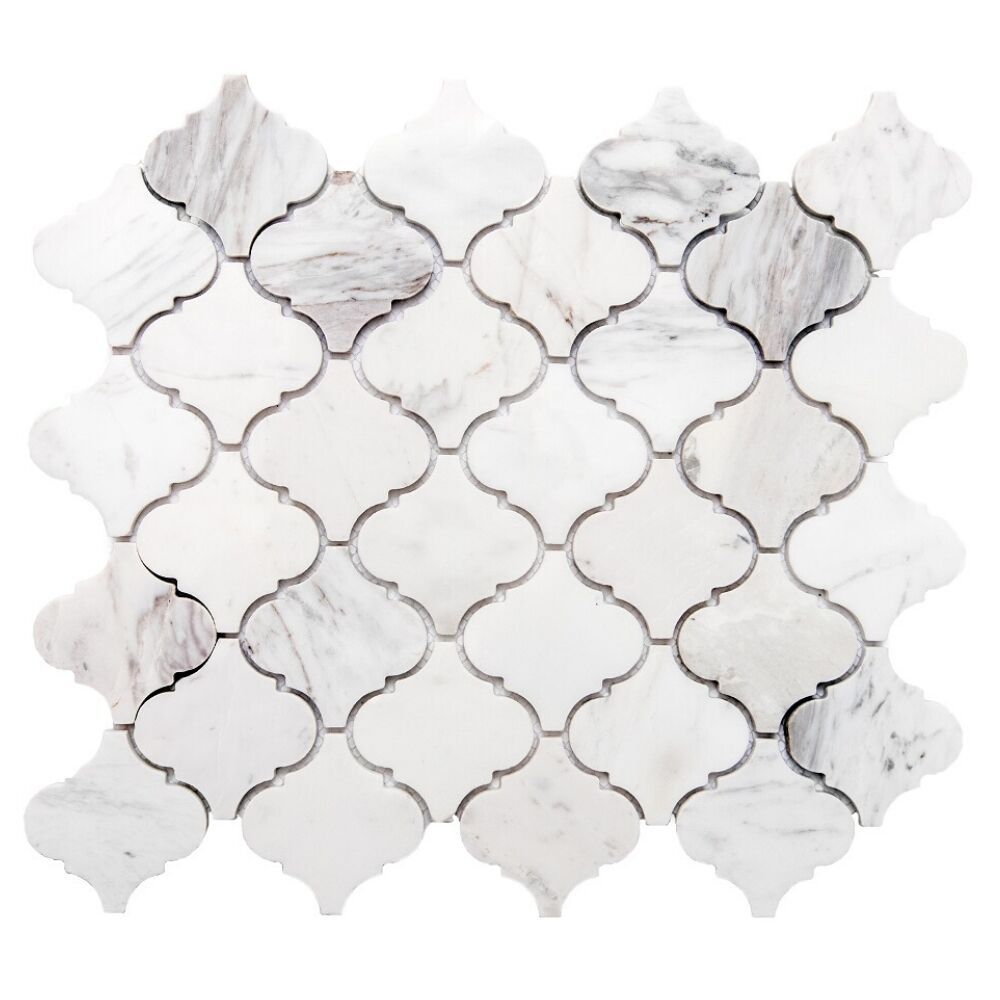 Lantern Arabesque 12"x12" Volakas Marble Polished Mosaic