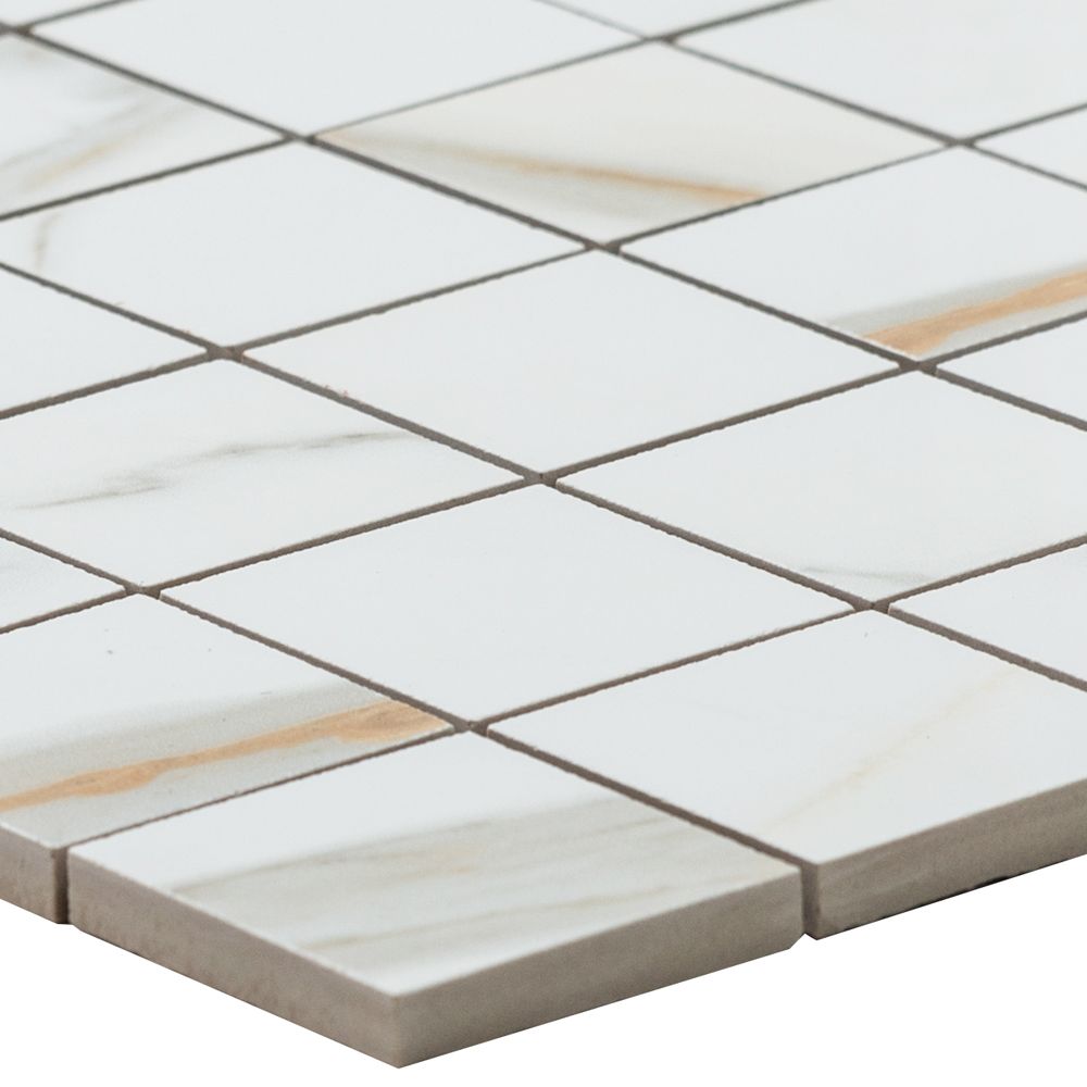 Calacatta Gold 2"x2" Gold Porcelain Matte Mosaic
