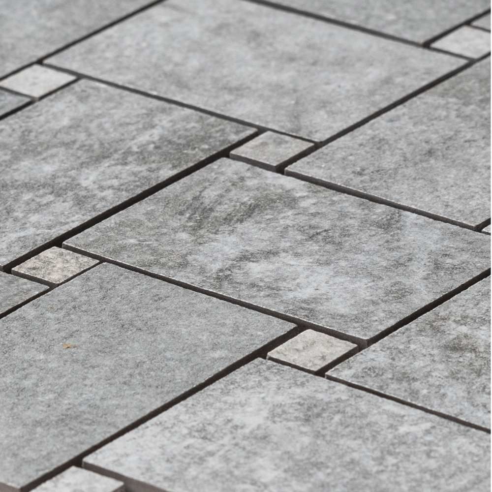 Jungle Stone Basketwe Silver Porcelain Matte Mosaic