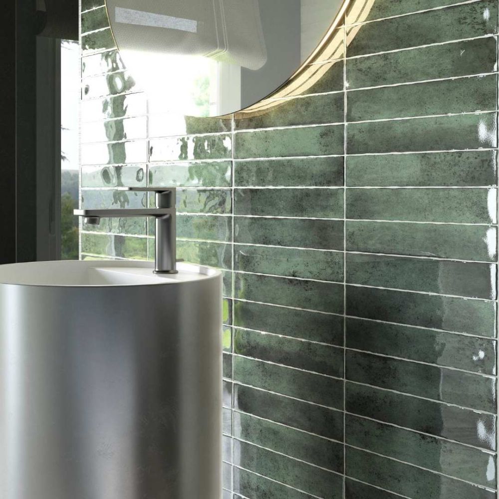 Kalon 2"x10" Green Ceramic Glossy Tile
