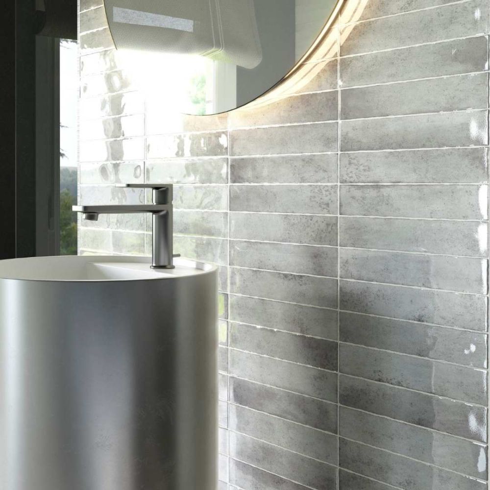Kalon 2"x10" Grey Ceramic Glossy Tile