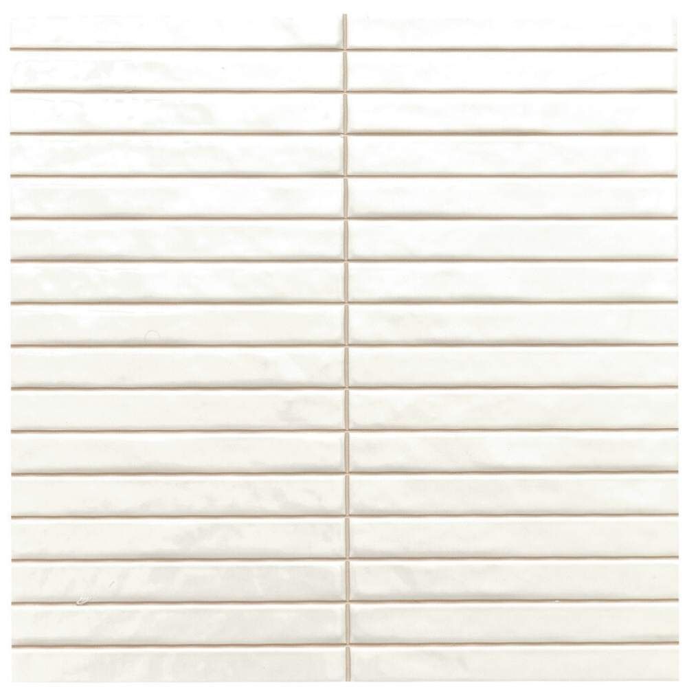 Kromo 14"x14" Ecru White Ceramic Glossy Tile