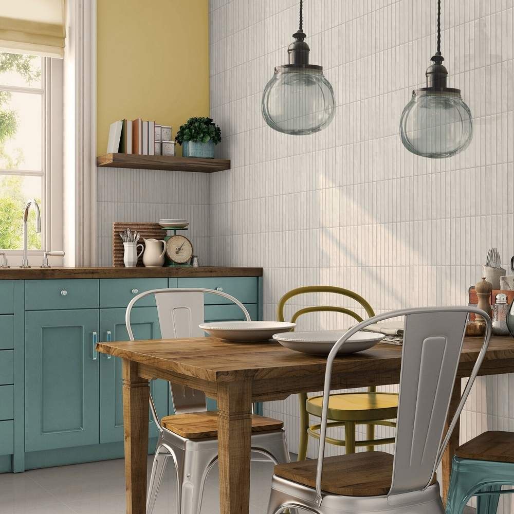 Kromo 14"x14" Ecru White Ceramic Glossy Tile