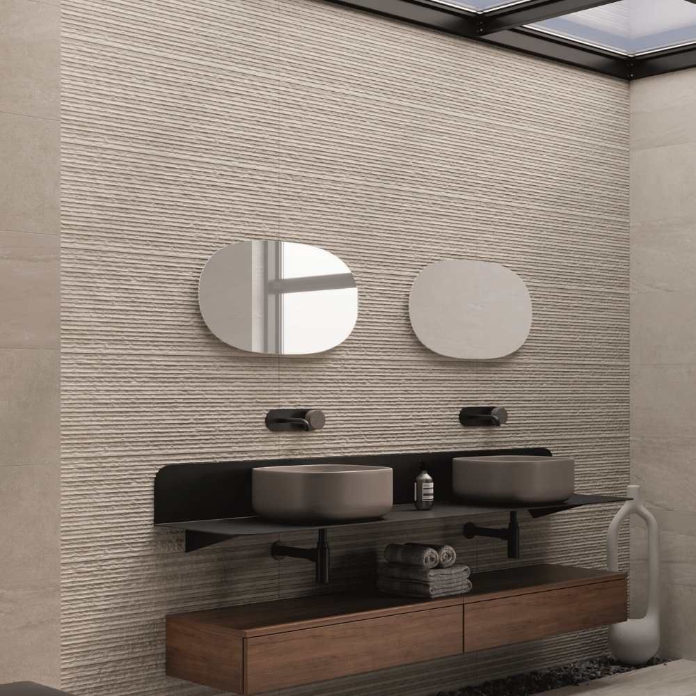 Materia 12"x40" Gris Relief Ceramic Matte Tile