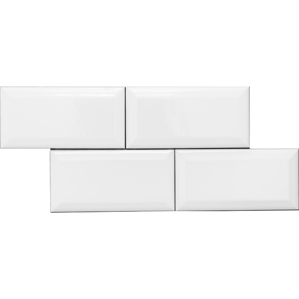 Simply Brilliant 3"x6" White Ceramic Glossy Beveled Tile