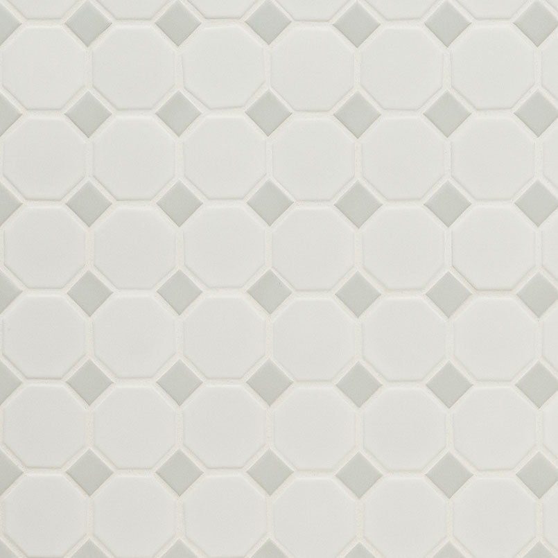 White and Gray Matte Octagon 6mm